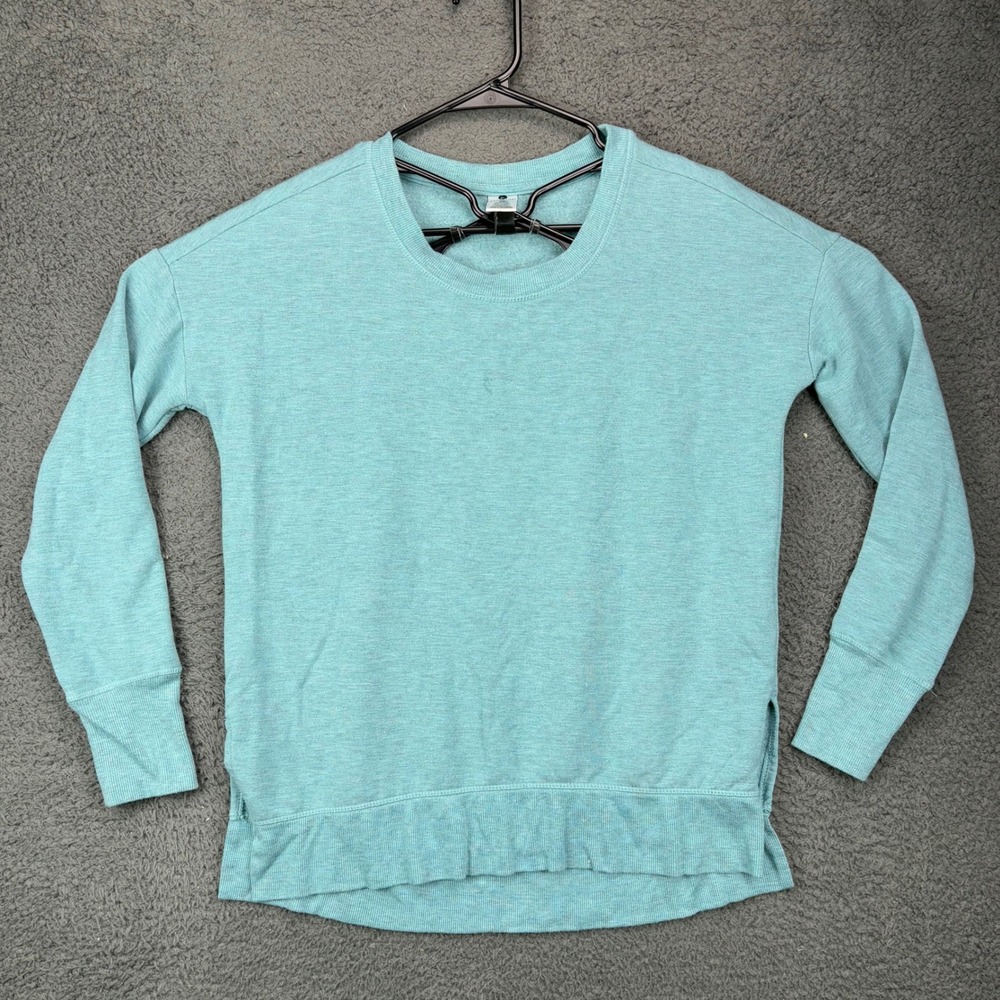 Active Life Womens Teal Heather Modal Blend Long Sleeve Pullover Sweatshirt SM